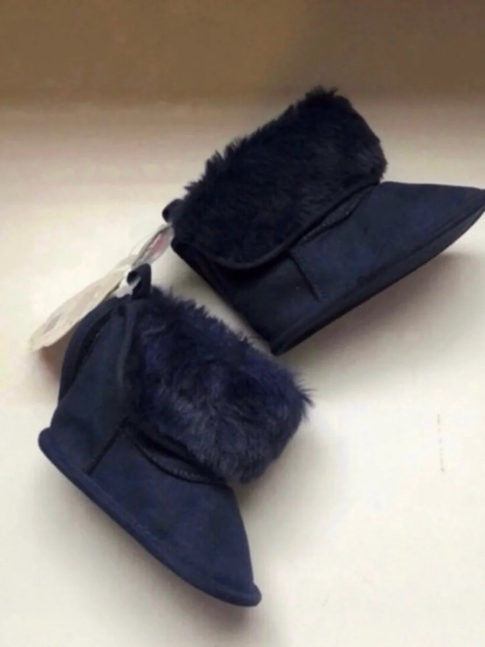 New Stepping Stones Boots Baby Girl Blue Faux Fur Casual Boots Size 3,6-9 Months